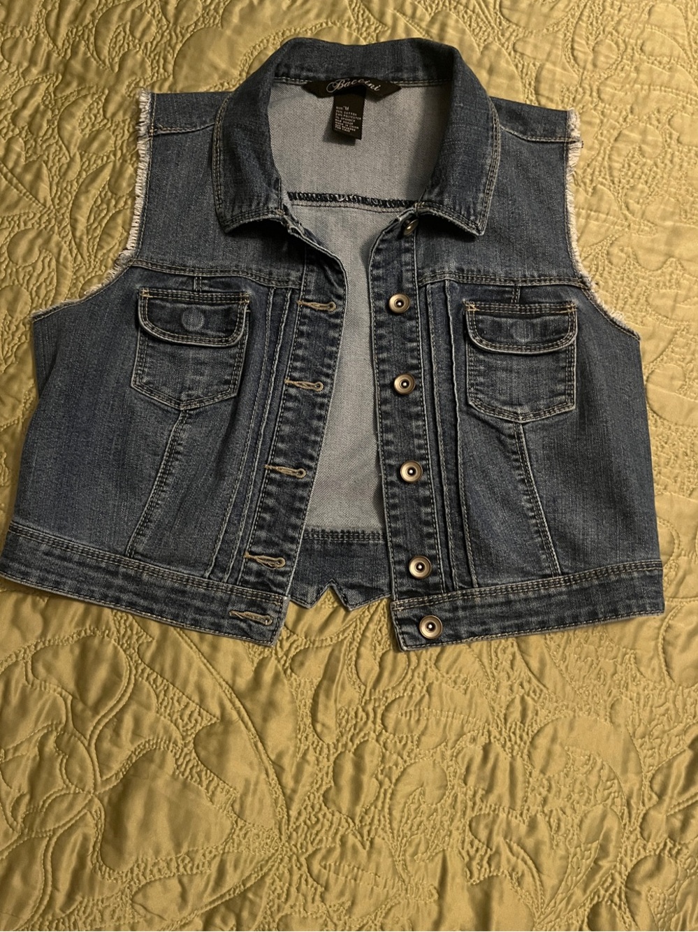 Baccini Denim Sleeveless Crop Vest in Blue